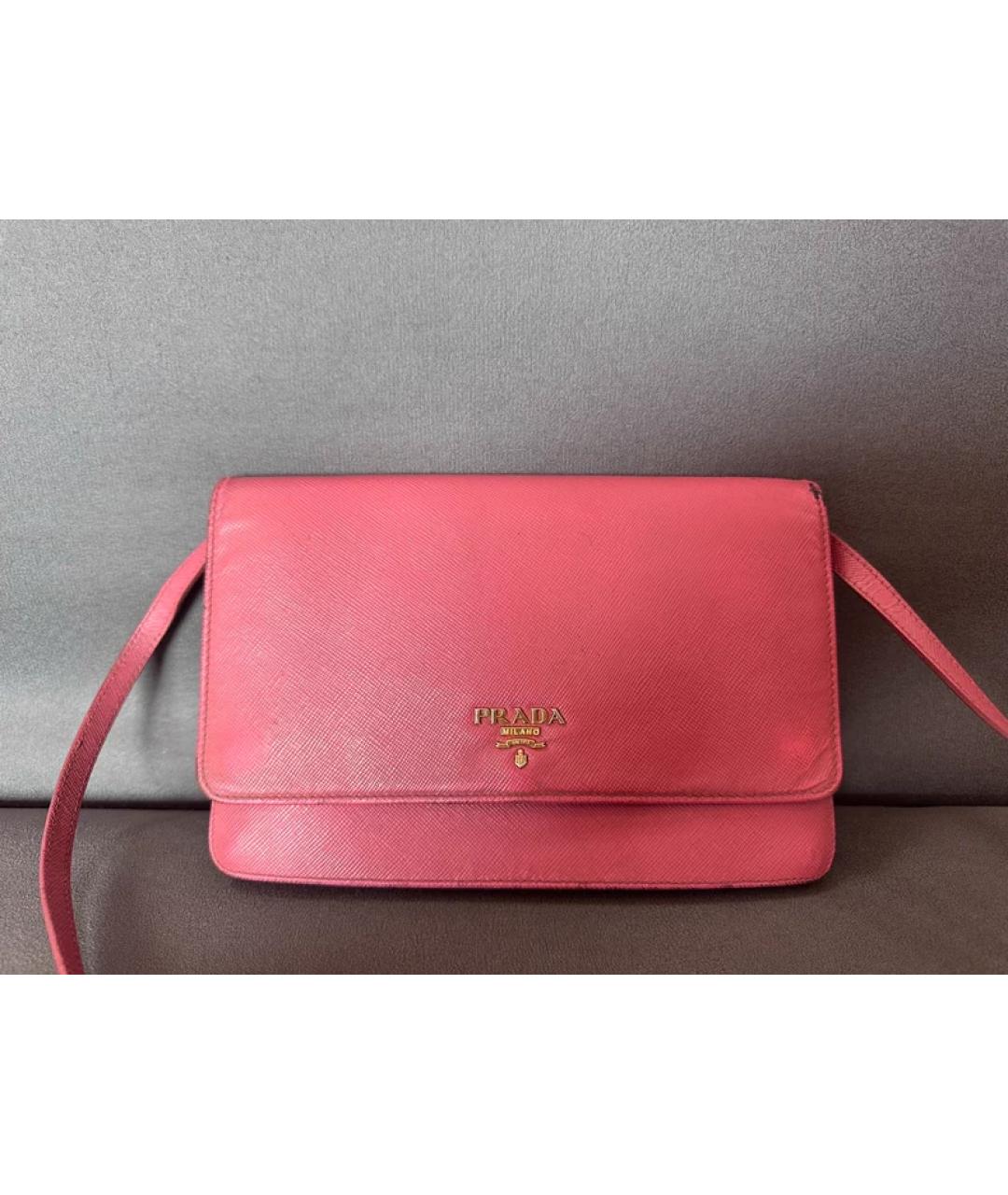 PRADA Розовая кожаная сумка через плечо, фото 10