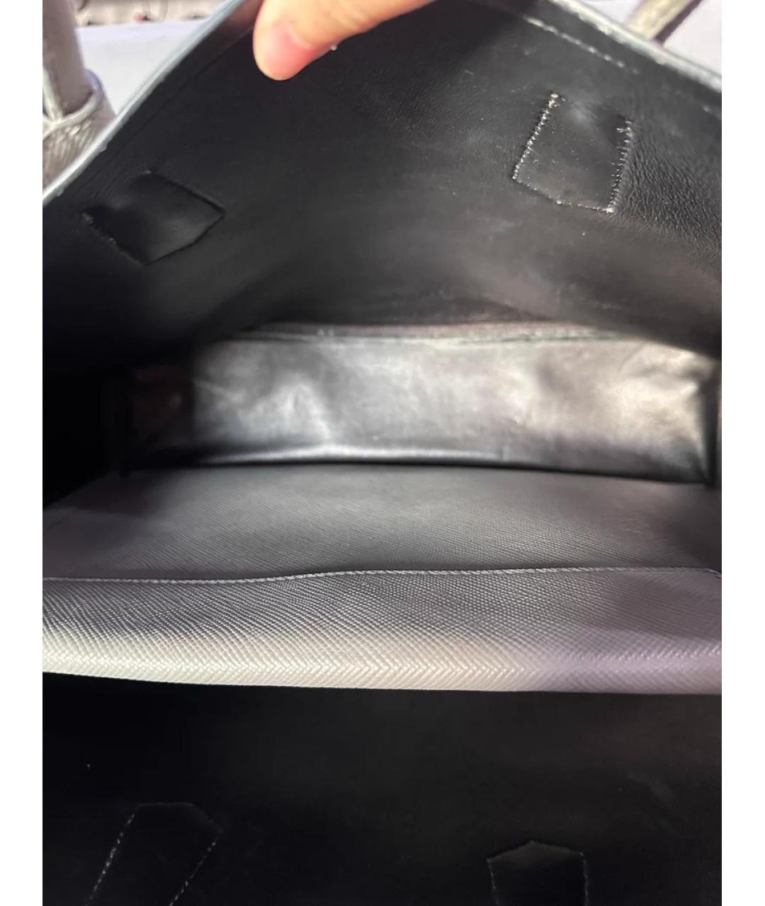 PRADA Серая кожаная сумка с короткими ручками, фото 8