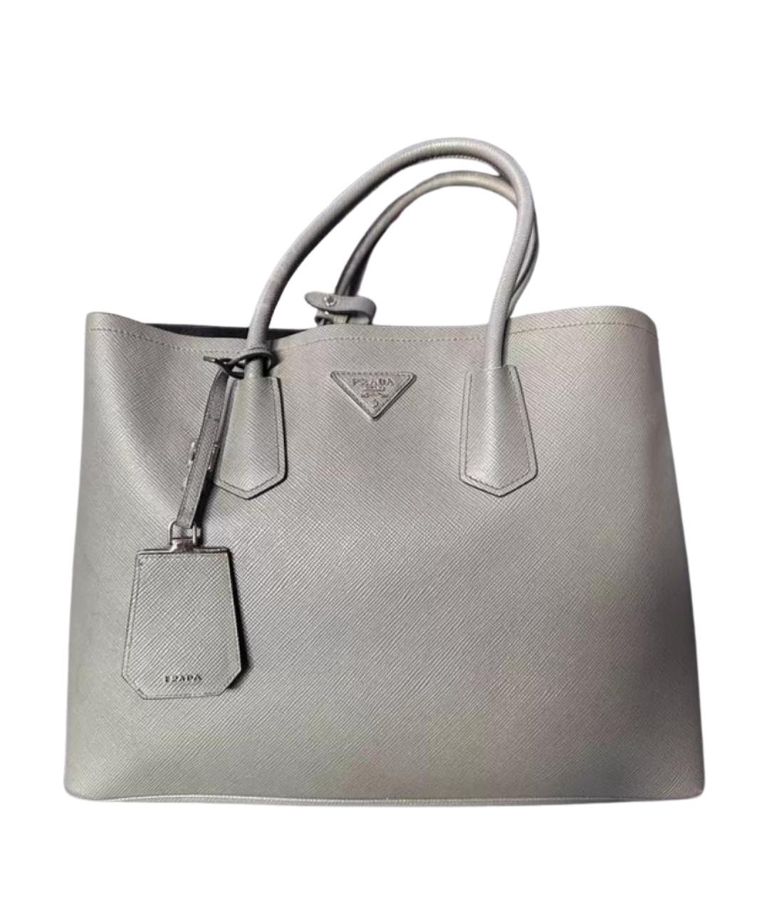 PRADA Серая кожаная сумка с короткими ручками, фото 1