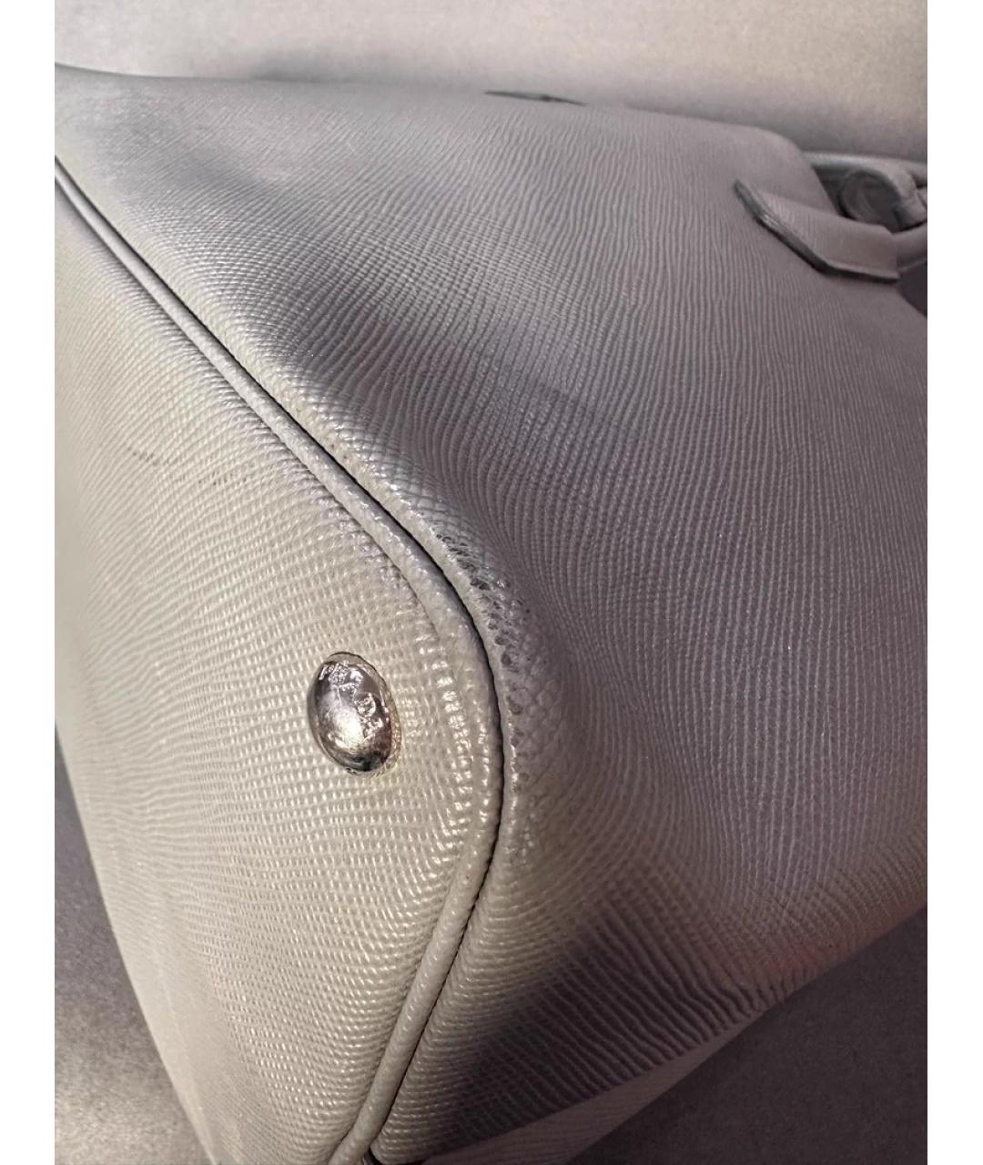 PRADA Серая кожаная сумка с короткими ручками, фото 4
