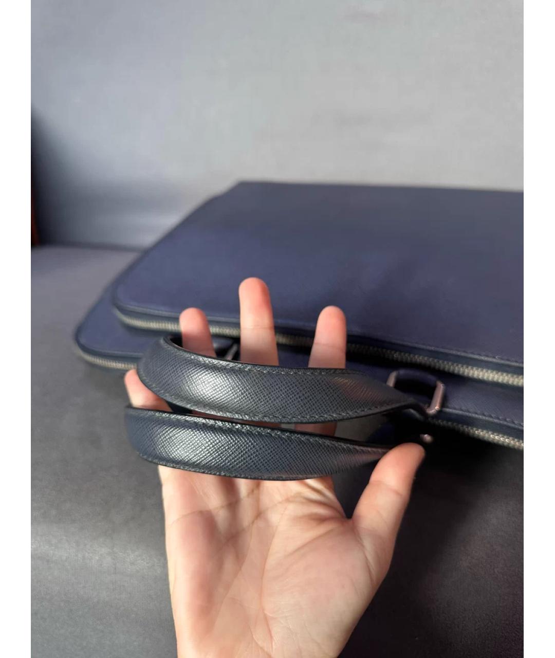 PRADA Синяя кожаная сумка с короткими ручками, фото 5