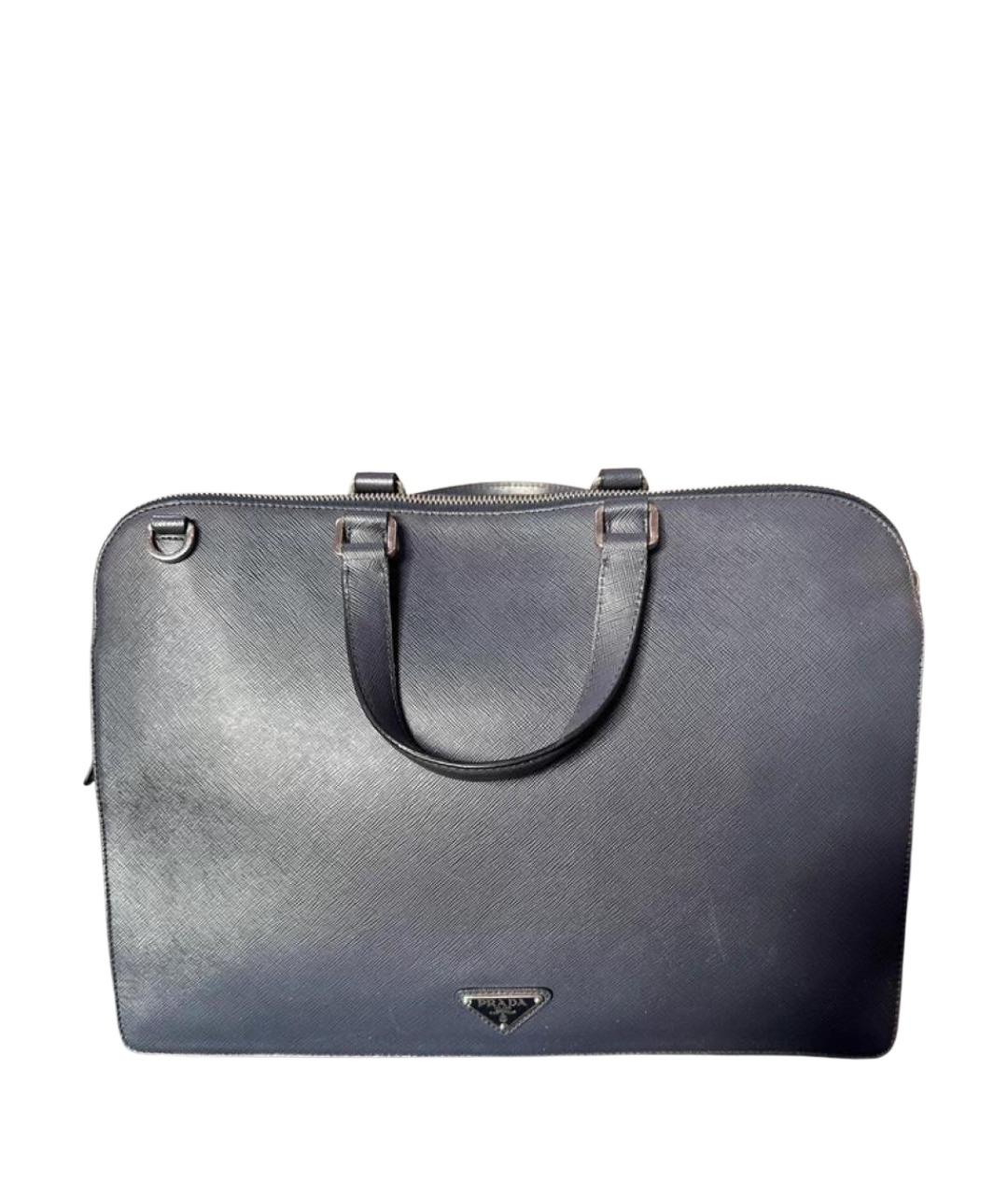 PRADA Синяя кожаная сумка с короткими ручками, фото 1