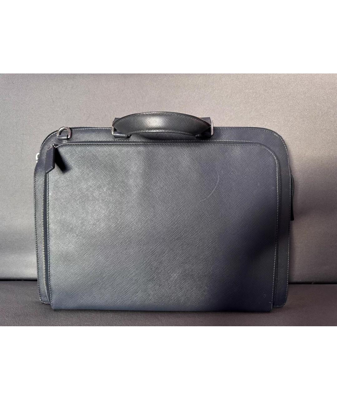 PRADA Синяя кожаная сумка с короткими ручками, фото 2