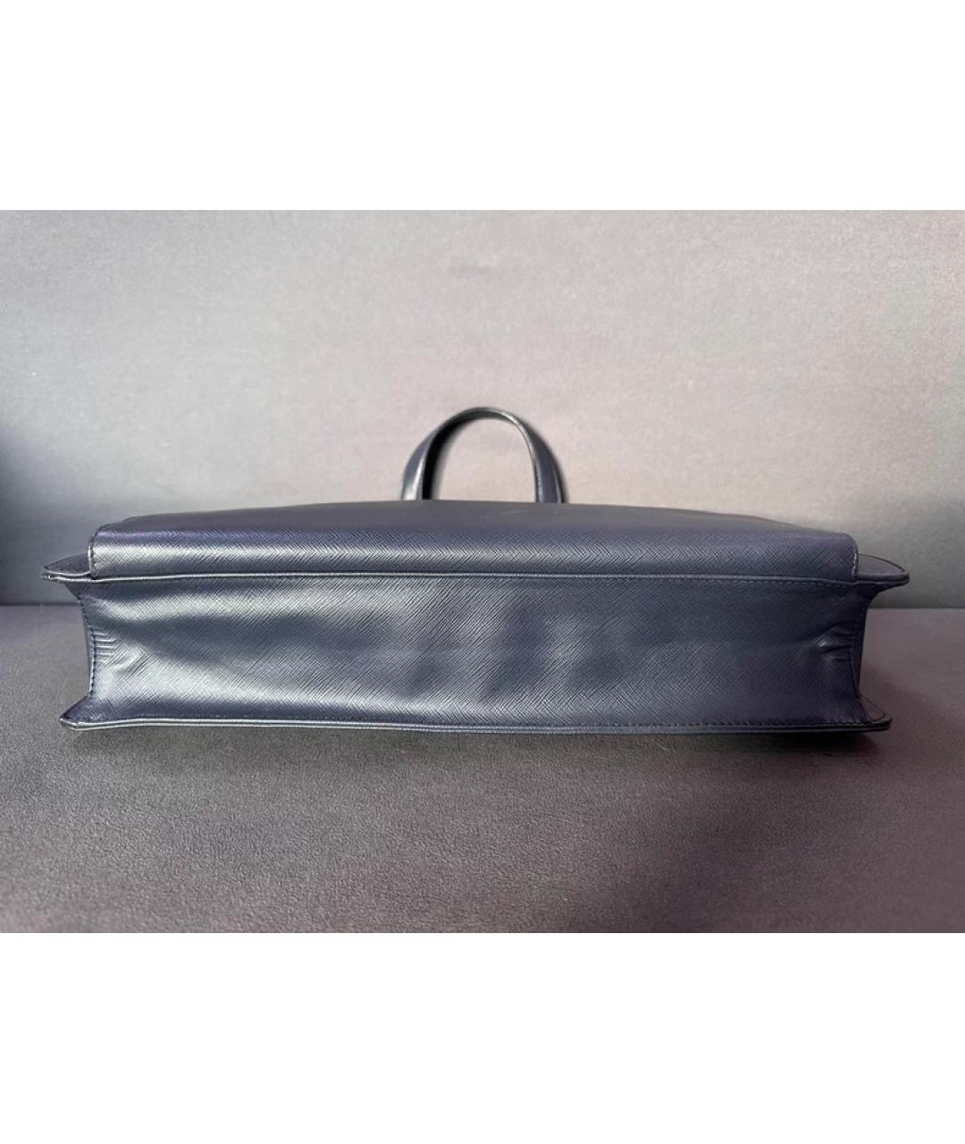 PRADA Синяя кожаная сумка с короткими ручками, фото 3
