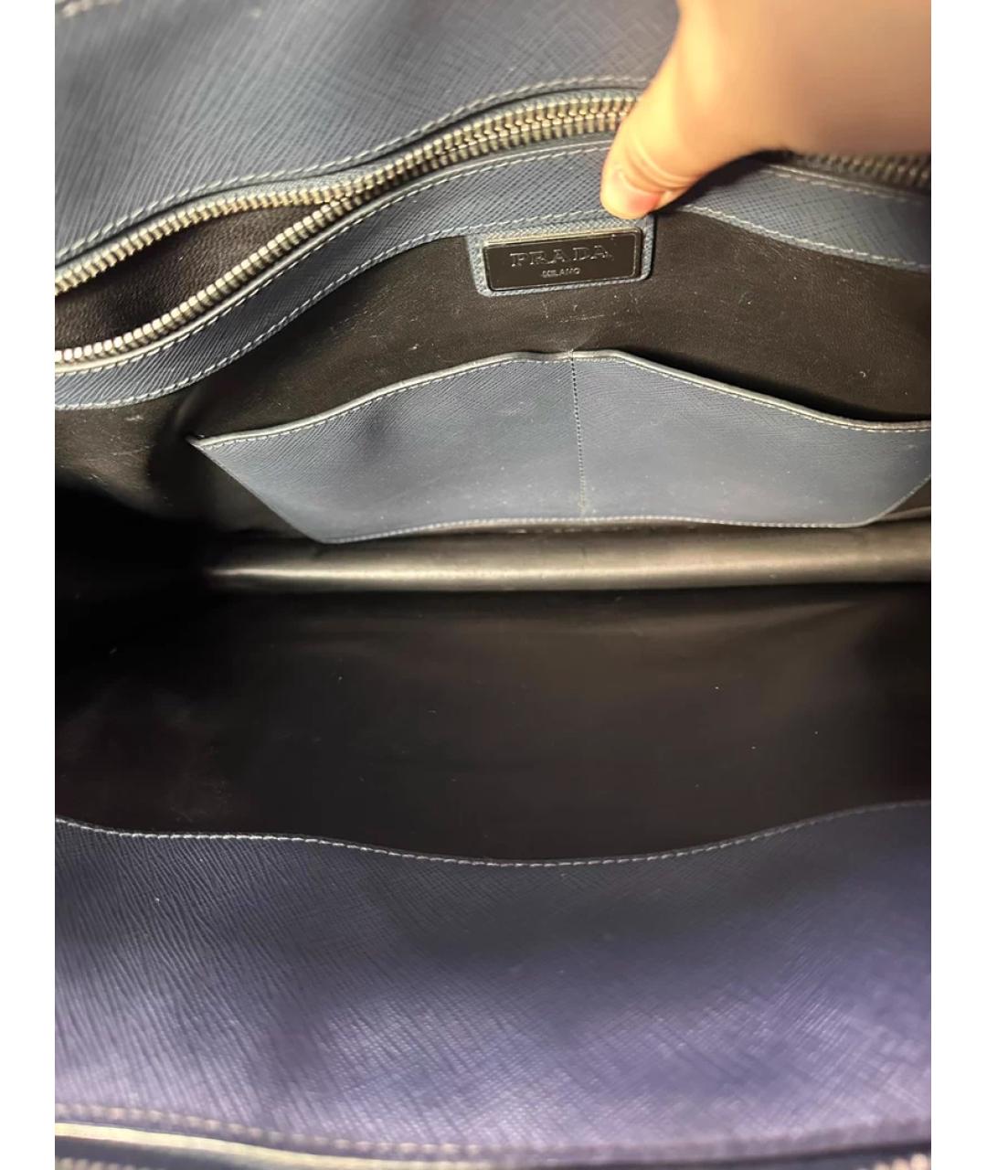 PRADA Синяя кожаная сумка с короткими ручками, фото 8