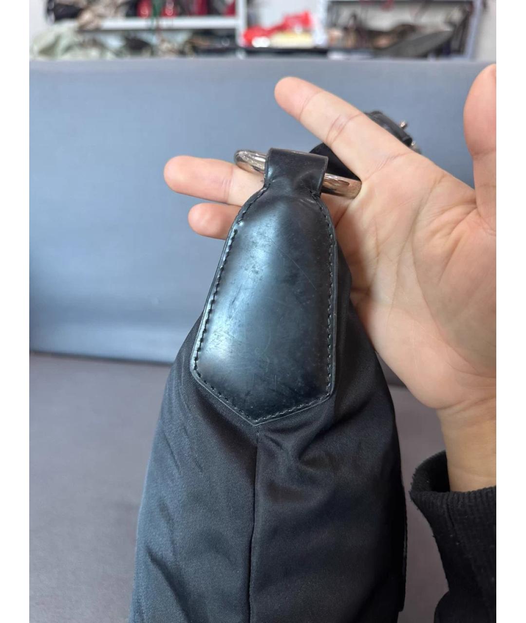 PRADA Черная кожаная сумка с короткими ручками, фото 5