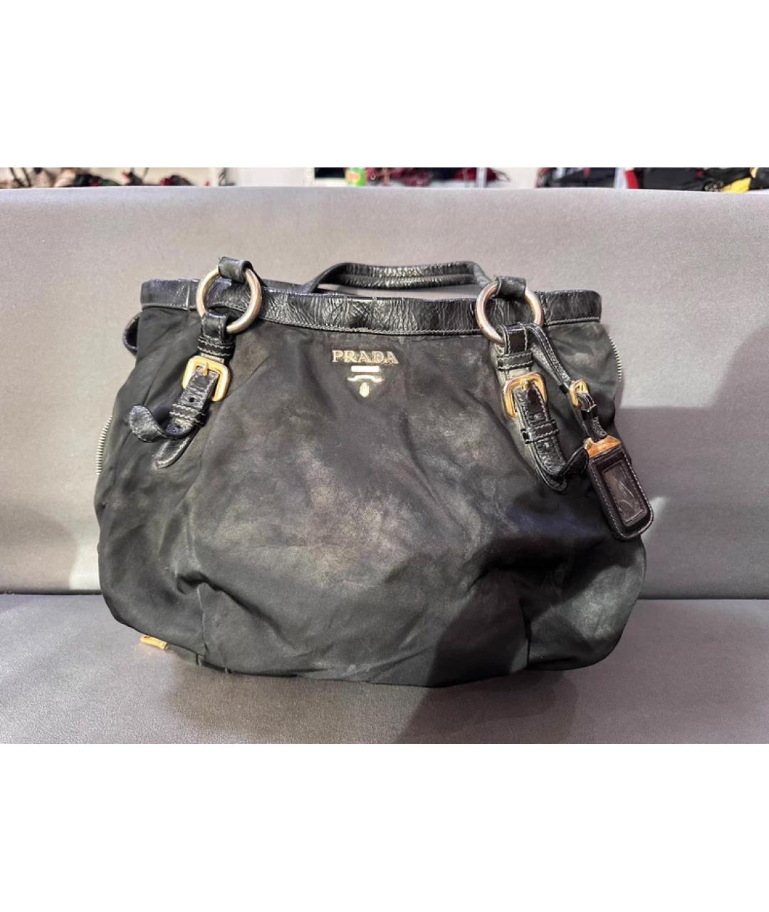 PRADA Черная синтетическая сумка с короткими ручками, фото 12