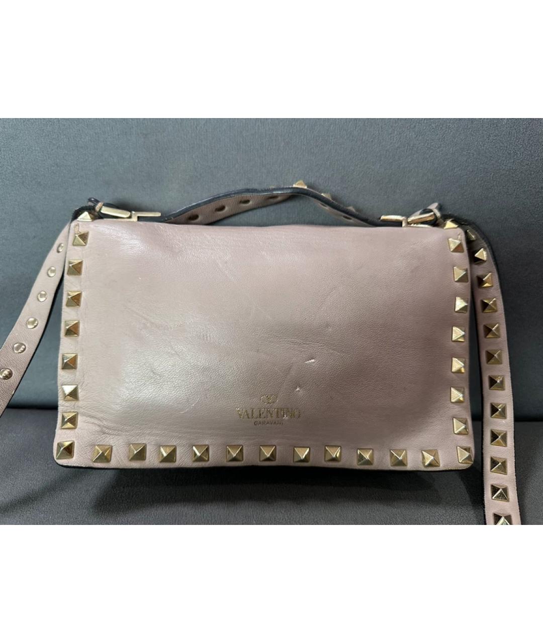 VALENTINO Бежевая кожаная сумка с короткими ручками, фото 9