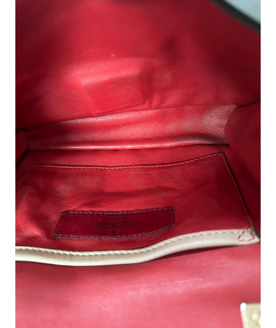 VALENTINO Бежевая кожаная сумка с короткими ручками, фото 7