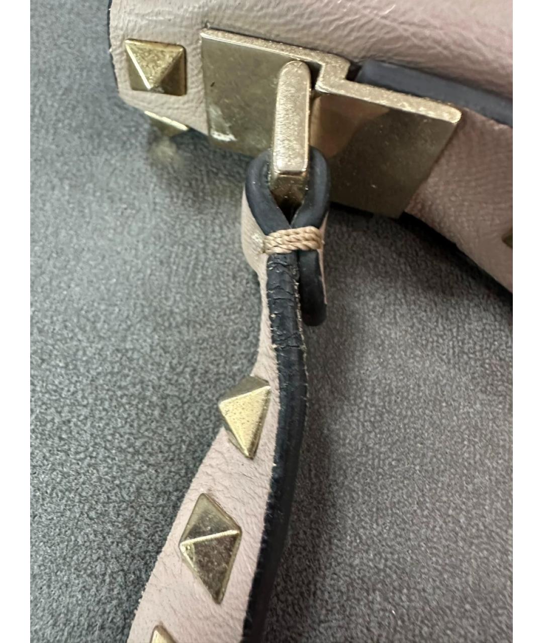 VALENTINO Бежевая кожаная сумка с короткими ручками, фото 6