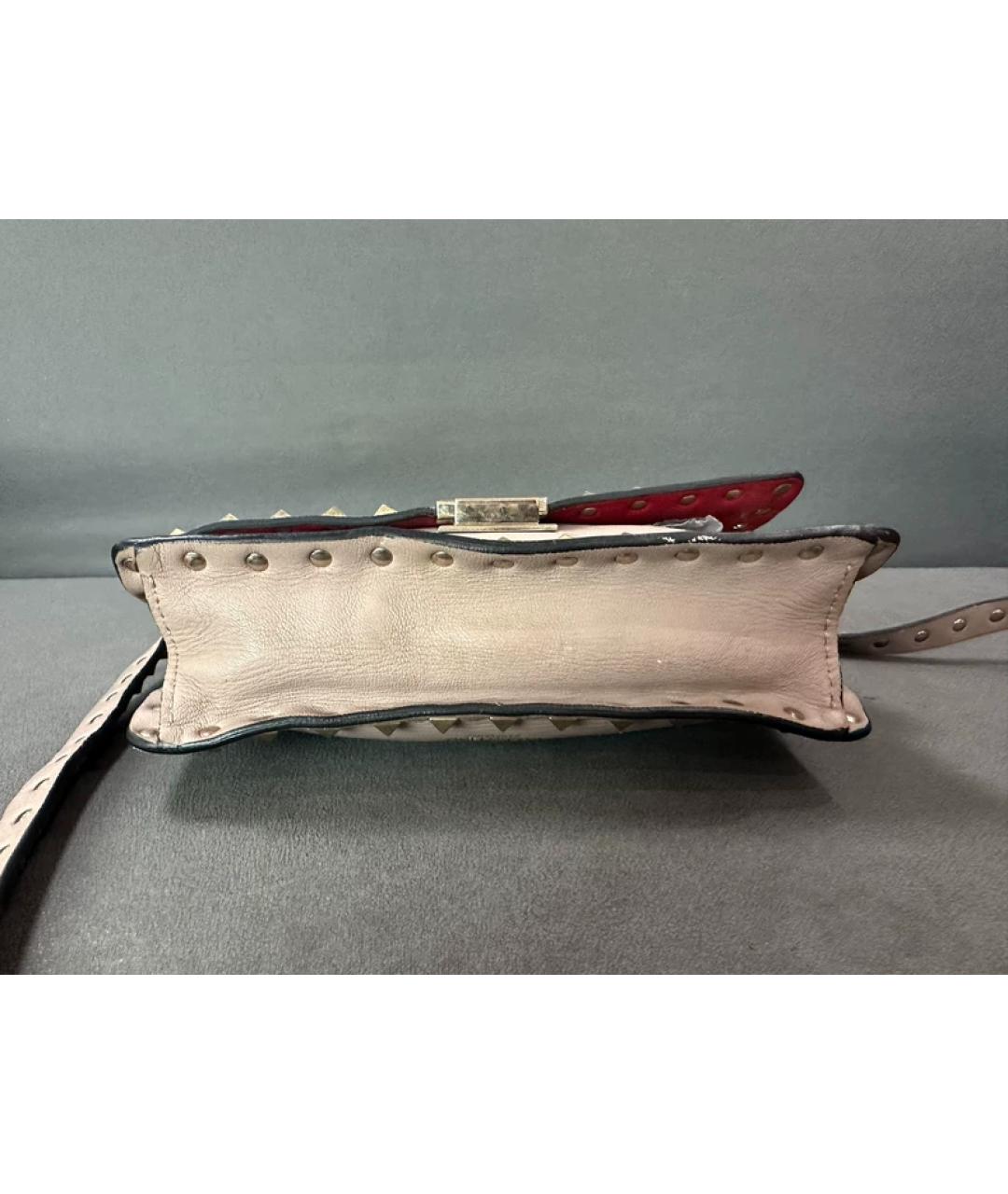 VALENTINO Бежевая кожаная сумка с короткими ручками, фото 3