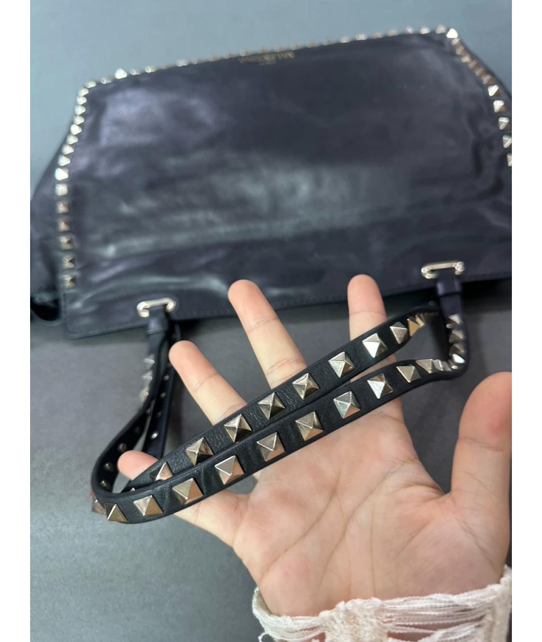 VALENTINO Черная кожаная сумка с короткими ручками, фото 5