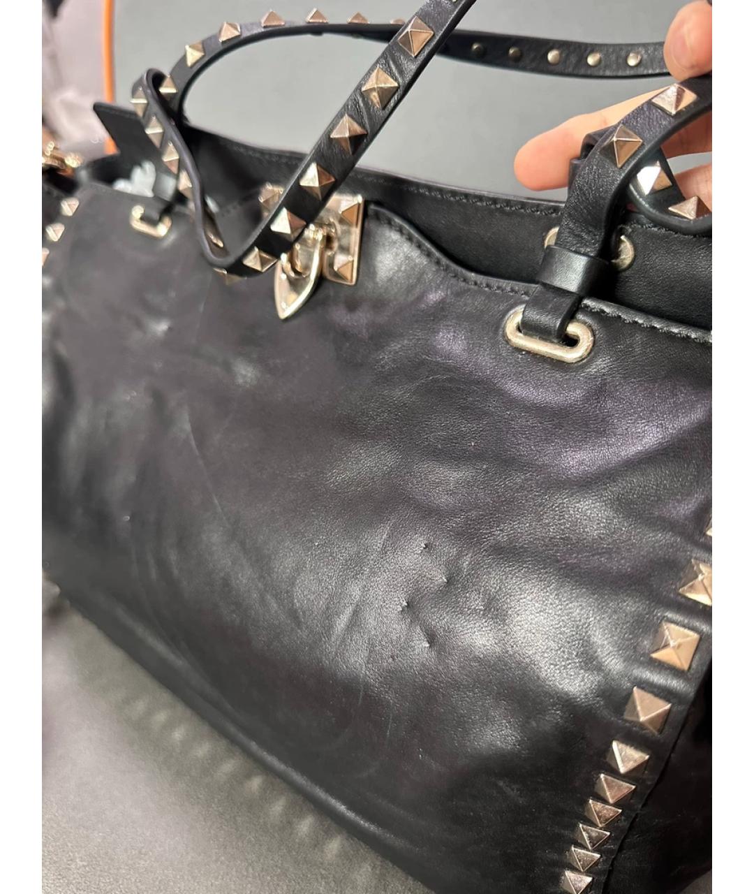 VALENTINO Черная кожаная сумка с короткими ручками, фото 6