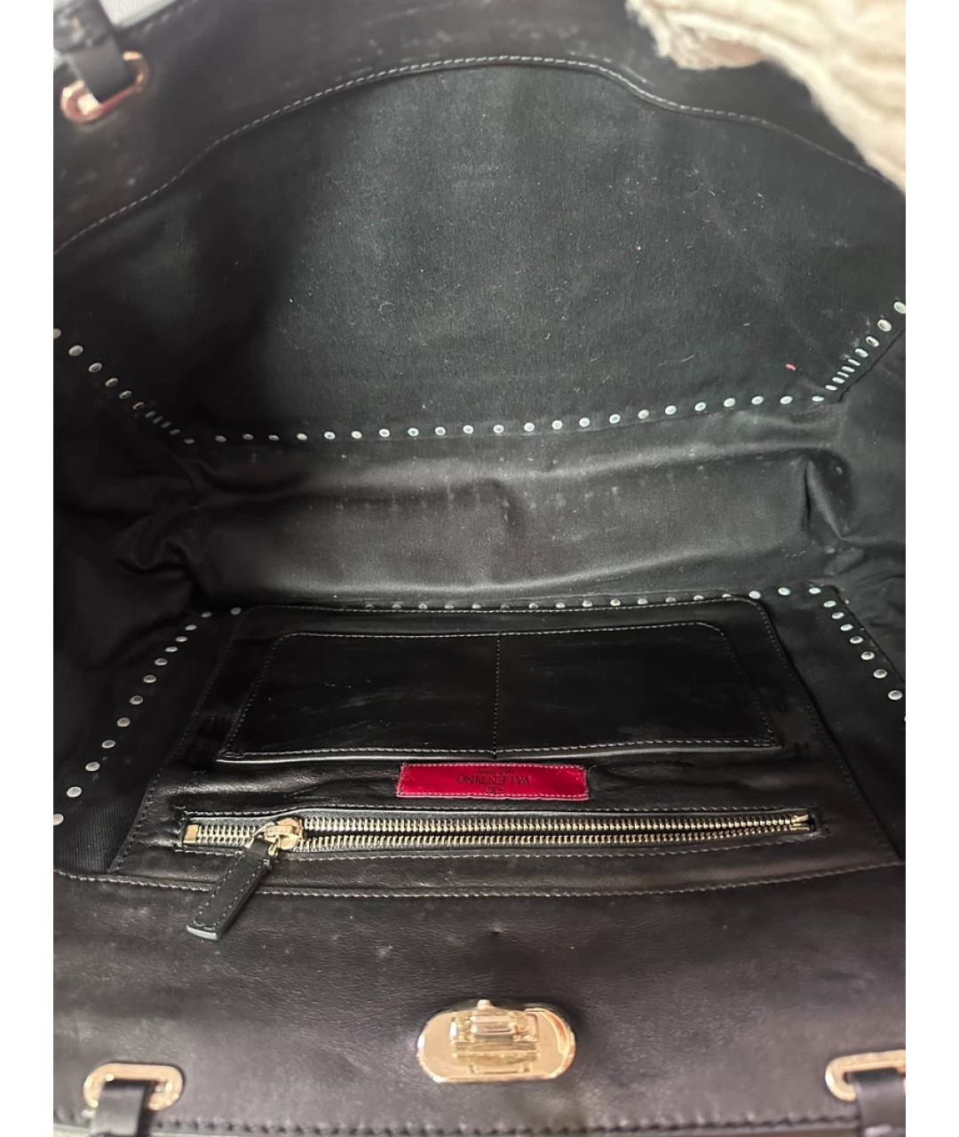 VALENTINO Черная кожаная сумка с короткими ручками, фото 7