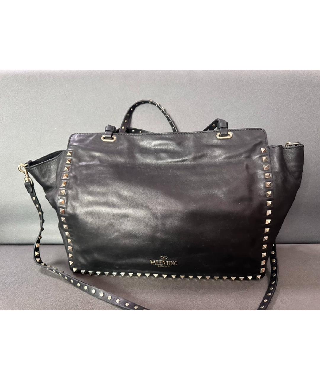 VALENTINO Черная кожаная сумка с короткими ручками, фото 2