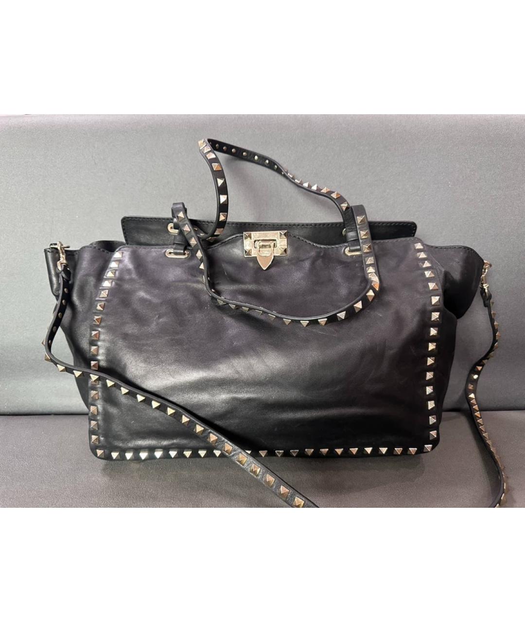 VALENTINO Черная кожаная сумка с короткими ручками, фото 8