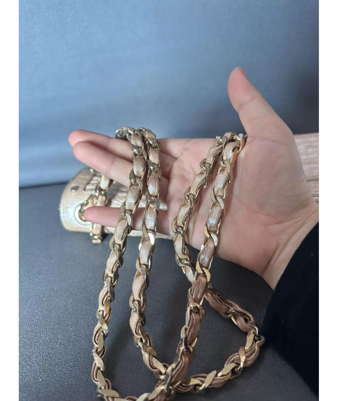 VERSACE Бежевая сумка с короткими ручками из экзотической кожи, фото 8