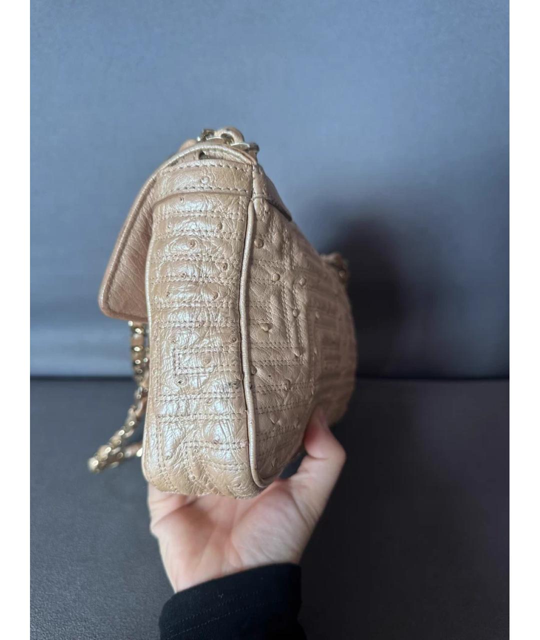 VERSACE Бежевая сумка с короткими ручками из экзотической кожи, фото 3