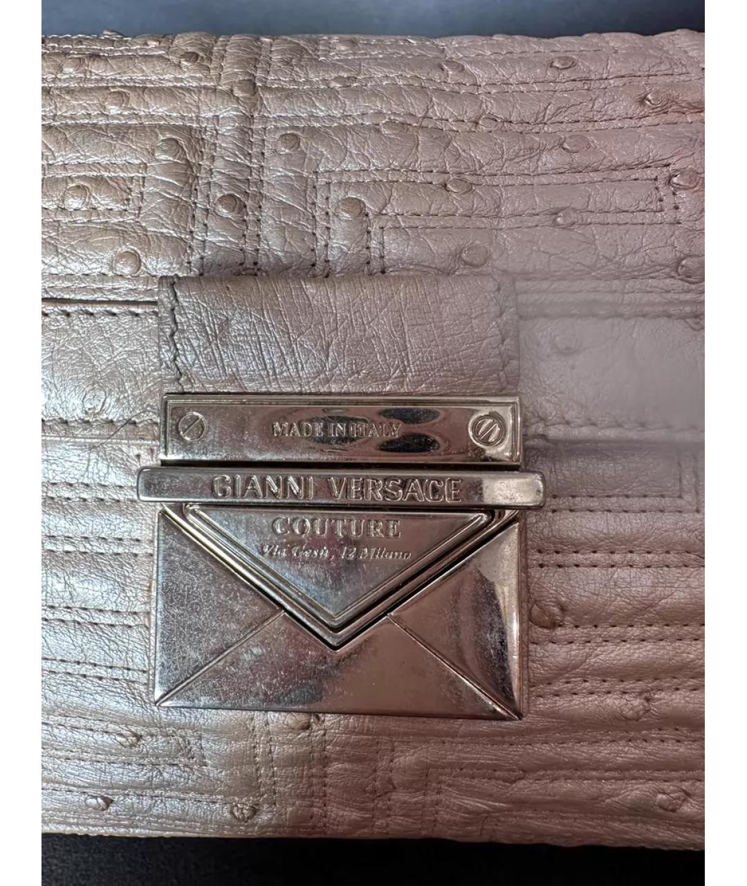 VERSACE Бежевая сумка с короткими ручками из экзотической кожи, фото 5