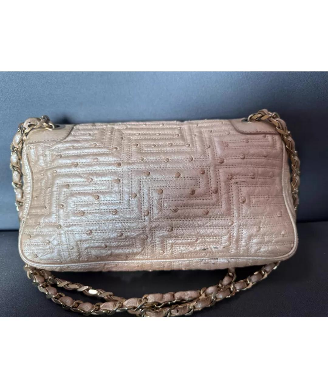 VERSACE Бежевая сумка с короткими ручками из экзотической кожи, фото 2