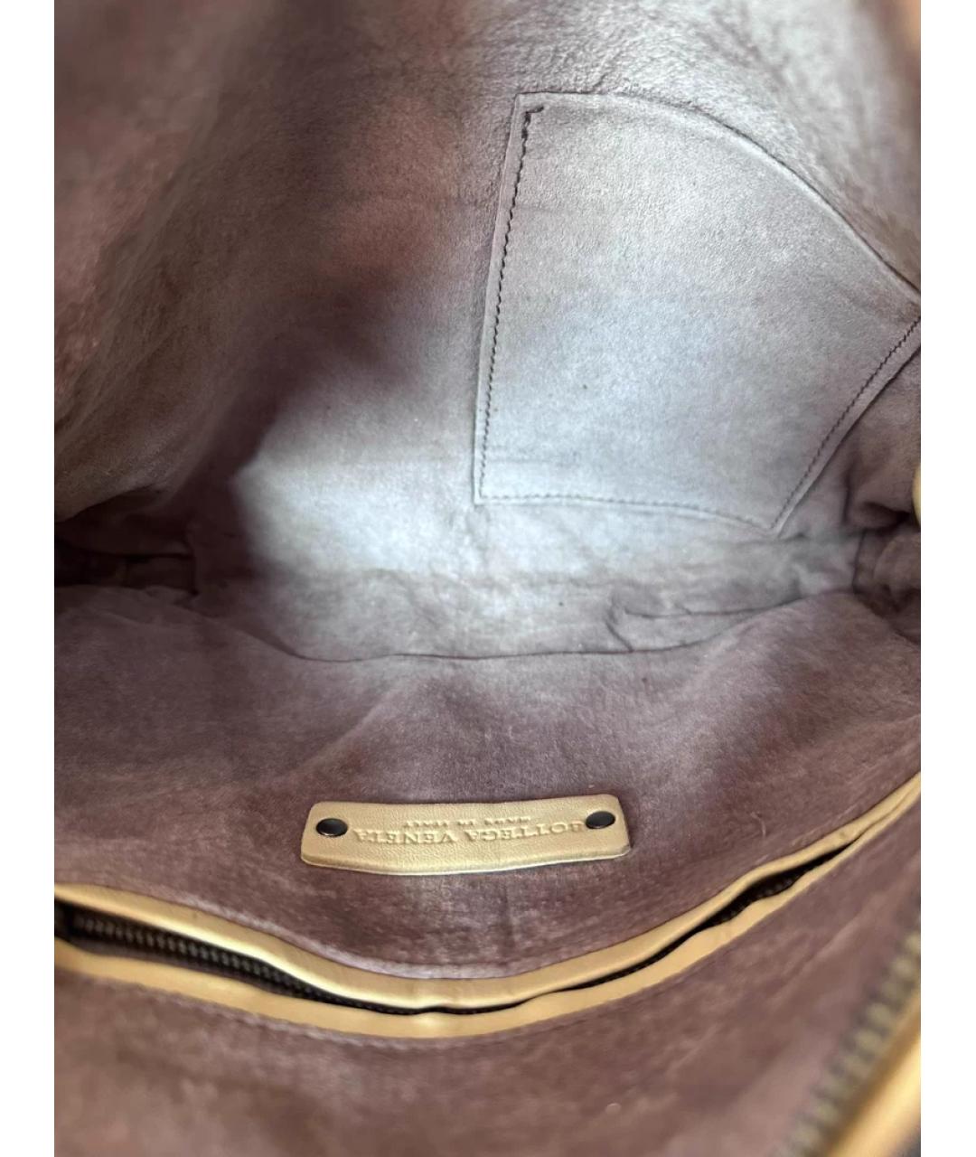 BOTTEGA VENETA Бежевая кожаная сумка с короткими ручками, фото 6