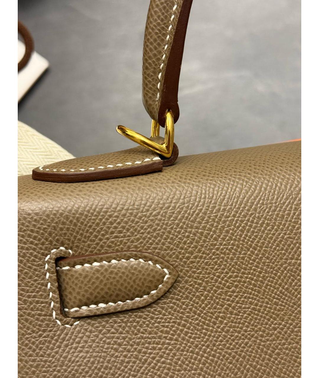 HERMES Коричневая кожаная сумка с короткими ручками, фото 4