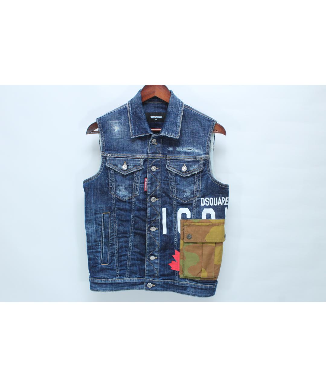 DSQUARED2 Синяя хлопко-эластановая жилетка, фото 2