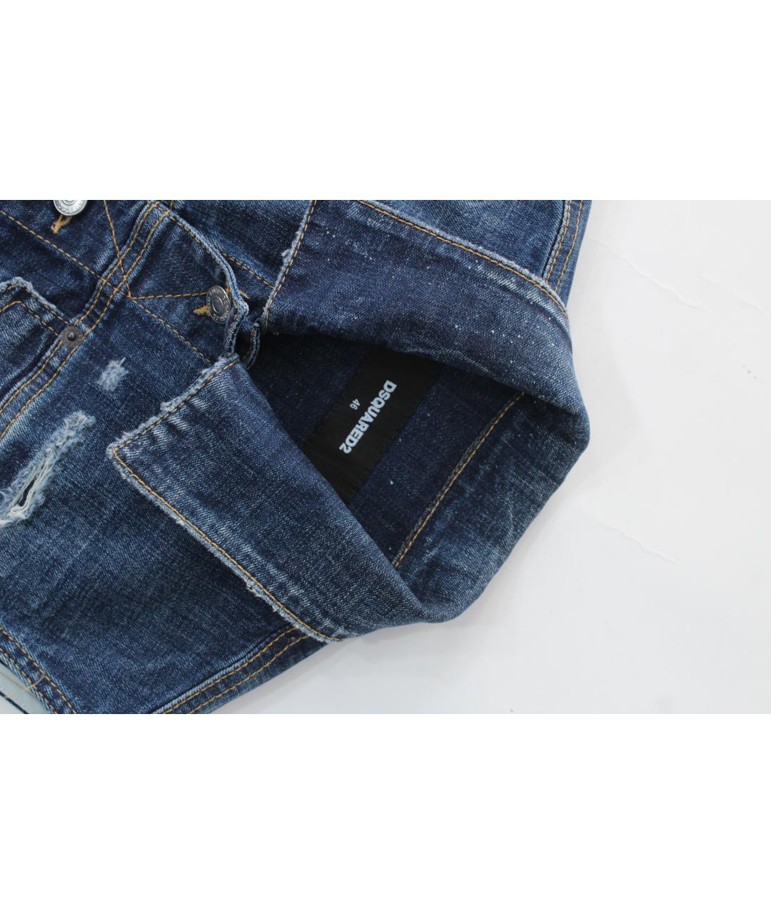 DSQUARED2 Синяя хлопко-эластановая жилетка, фото 6