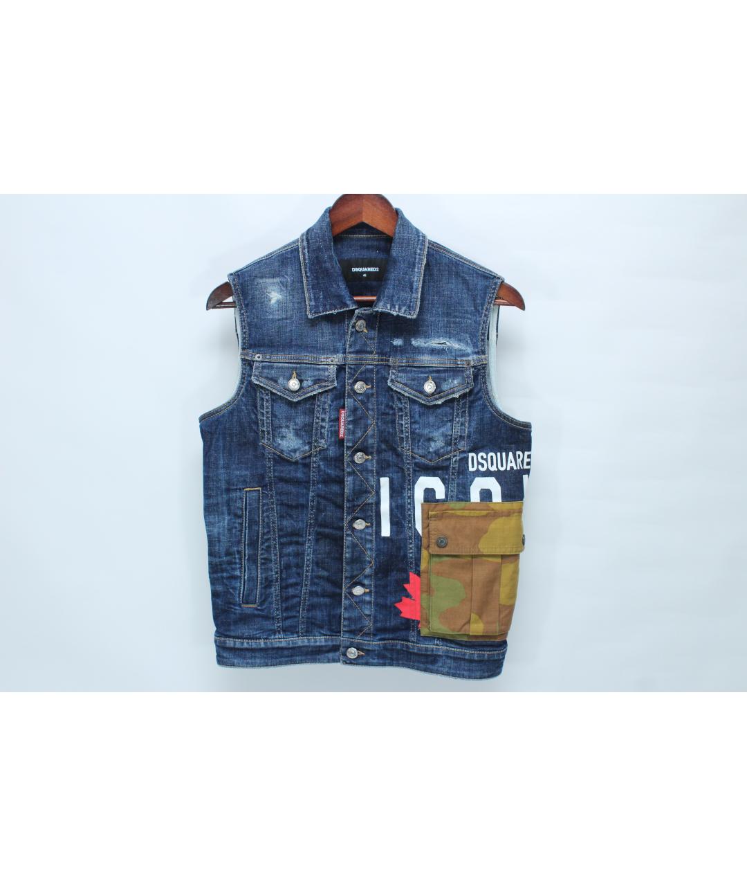 DSQUARED2 Синяя хлопко-эластановая жилетка, фото 10