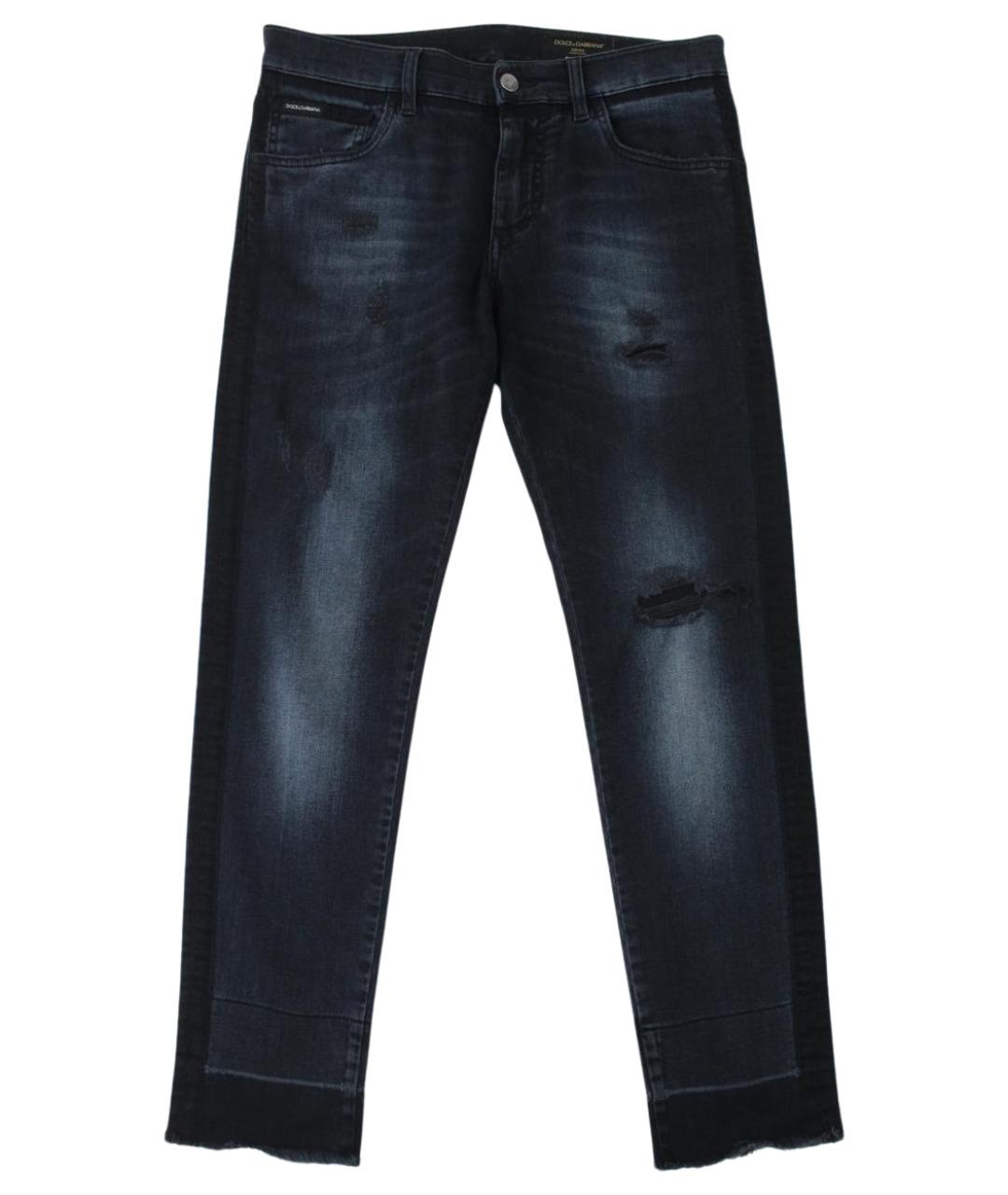 DOLCE&GABBANA Темно-синие хлопко-эластановые джинсы скинни, фото 1