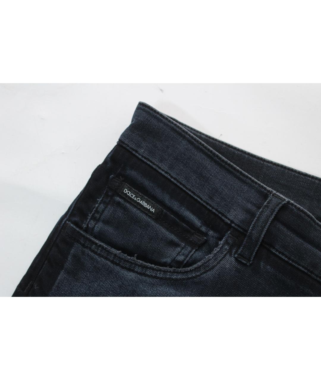 DOLCE&GABBANA Темно-синие хлопко-эластановые джинсы скинни, фото 4