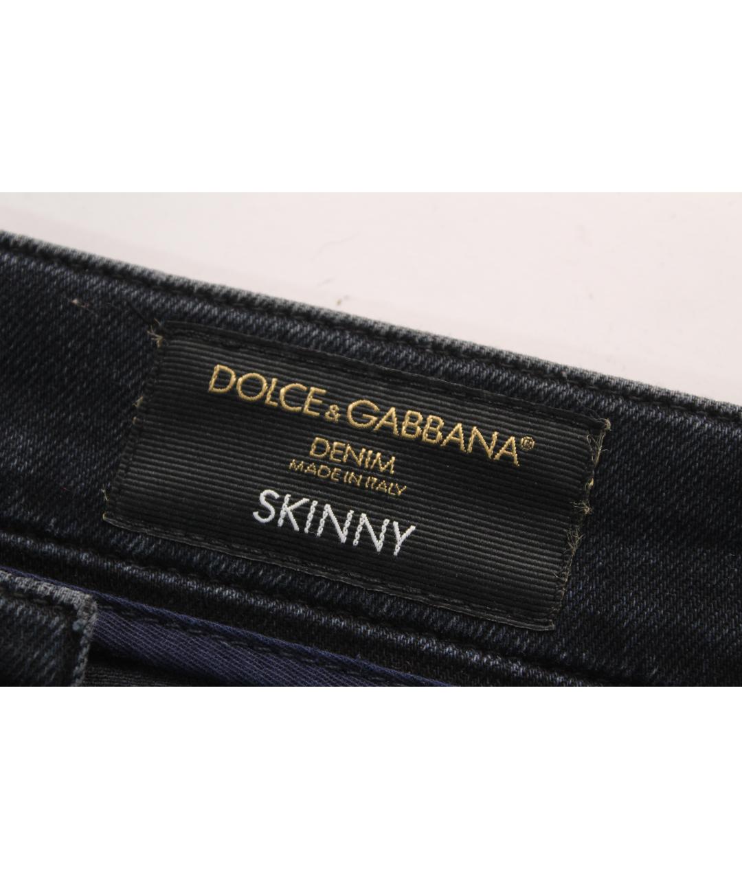 DOLCE&GABBANA Темно-синие хлопко-эластановые джинсы скинни, фото 7