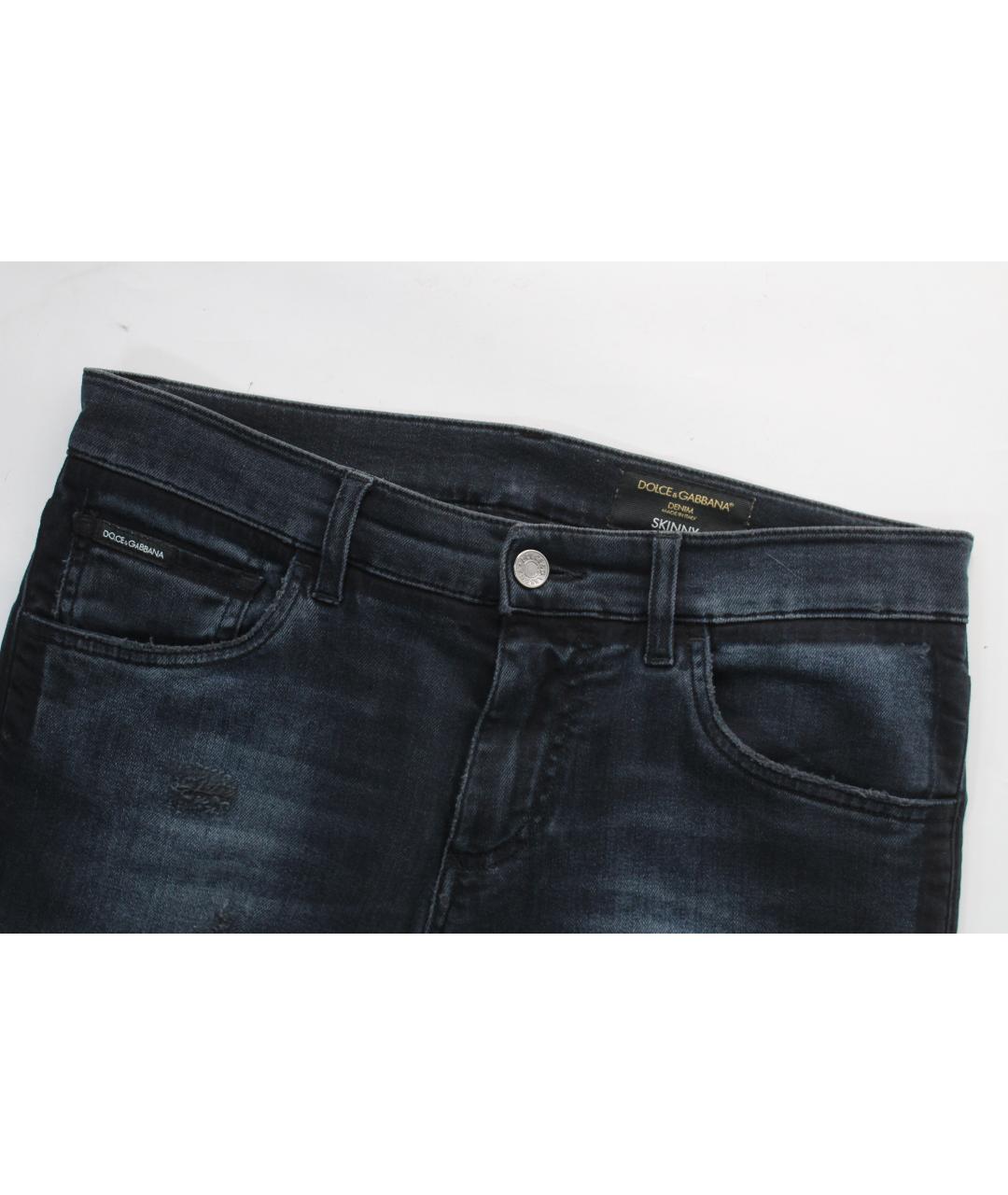 DOLCE&GABBANA Темно-синие хлопко-эластановые джинсы скинни, фото 2