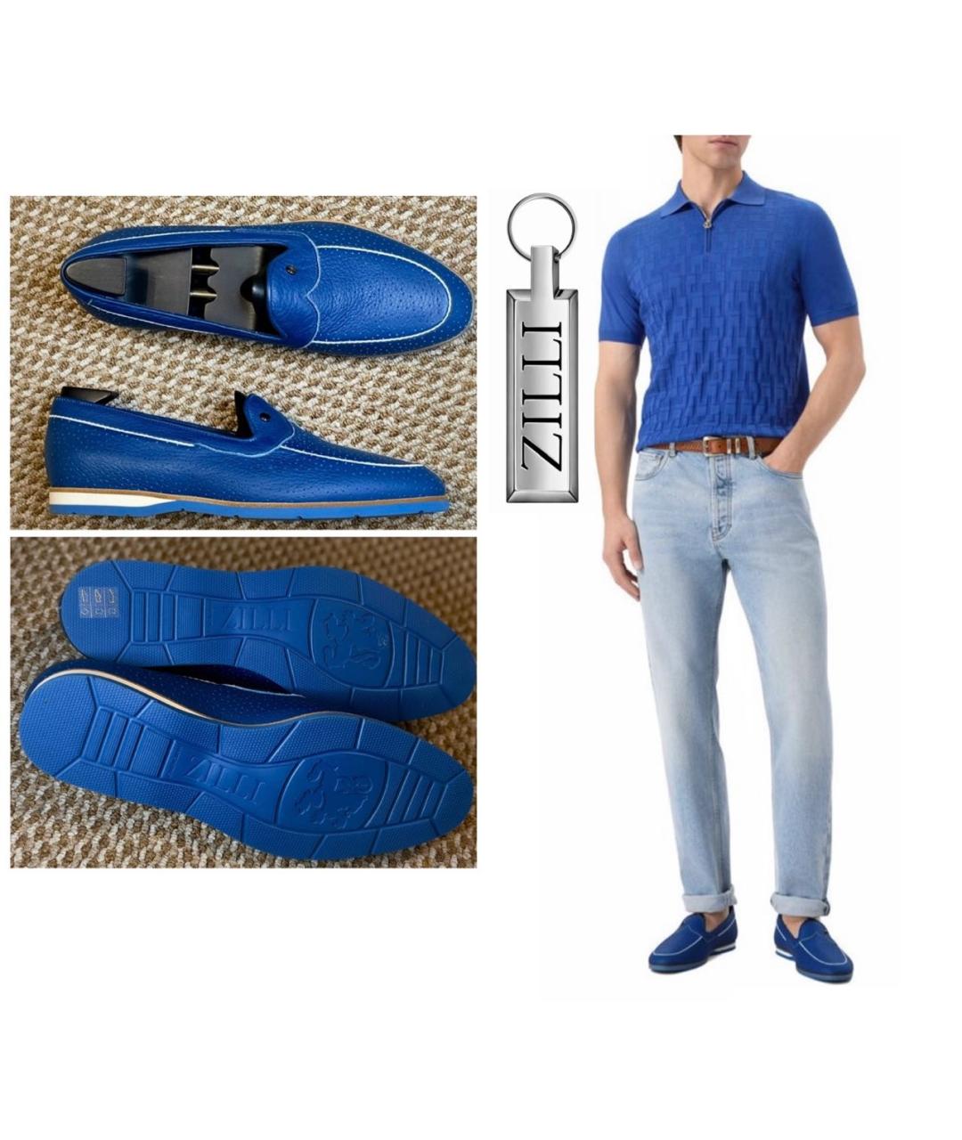 ZILLI Синие кожаные лоферы, фото 2