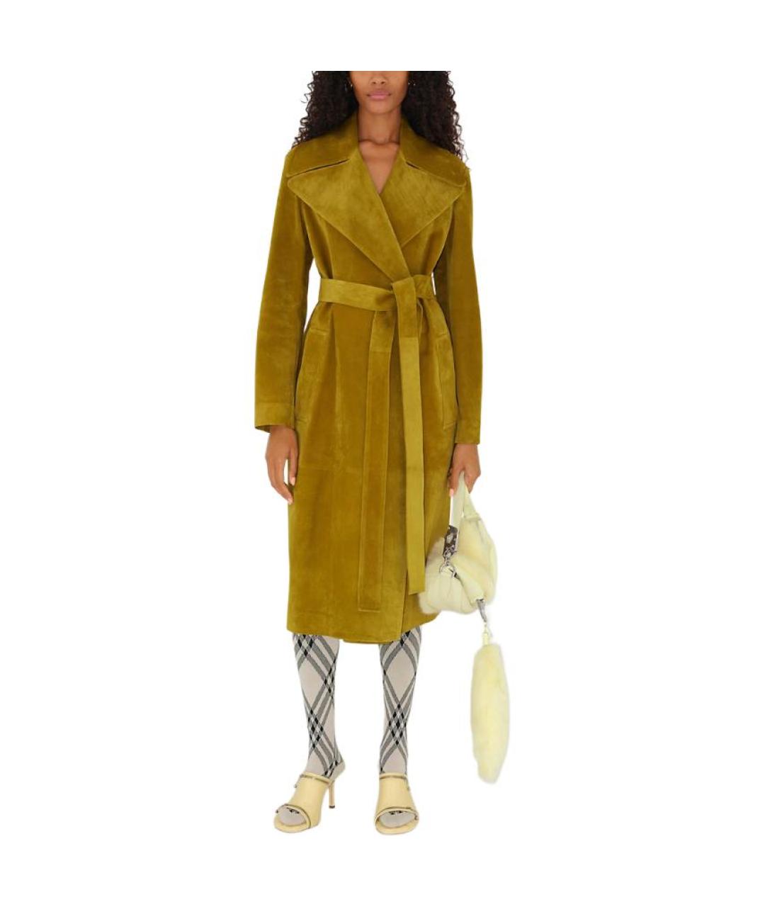 BURBERRY Зеленый замшевый тренч/плащ, фото 3