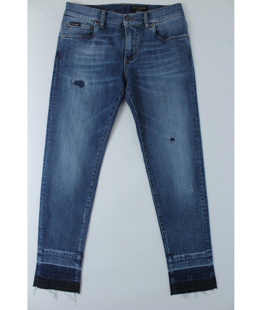 DOLCE&GABBANA Голубые хлопко-эластановые джинсы скинни, фото 3