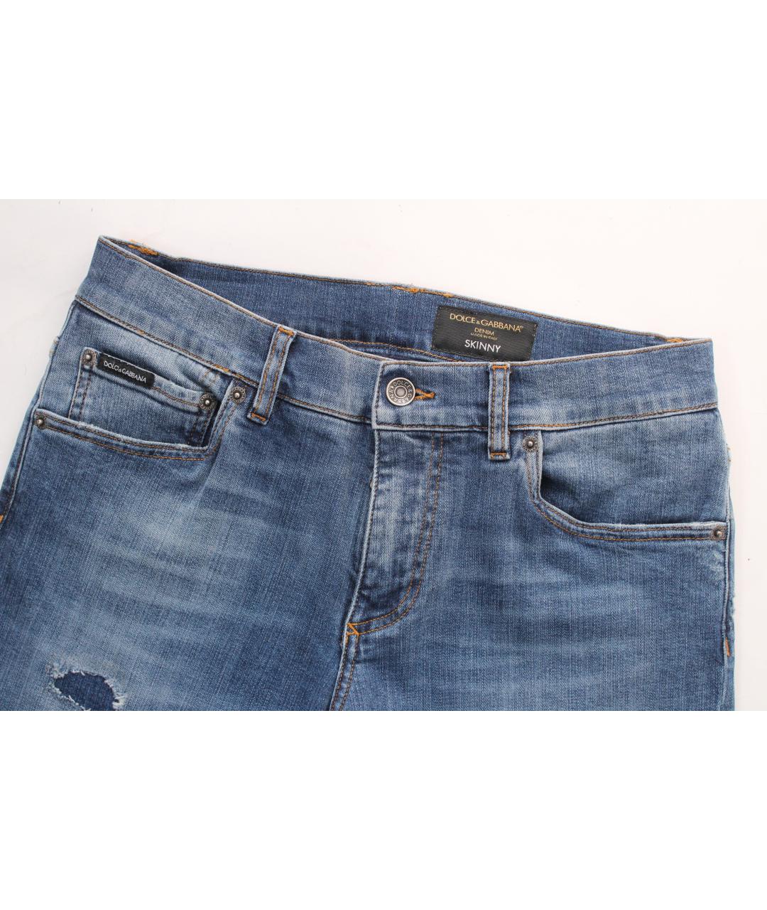 DOLCE&GABBANA Голубые хлопко-эластановые джинсы скинни, фото 2