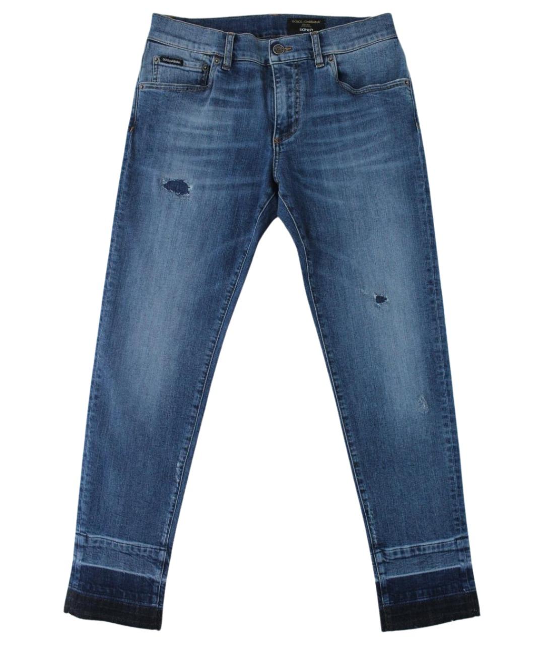 DOLCE&GABBANA Голубые хлопко-эластановые джинсы скинни, фото 1