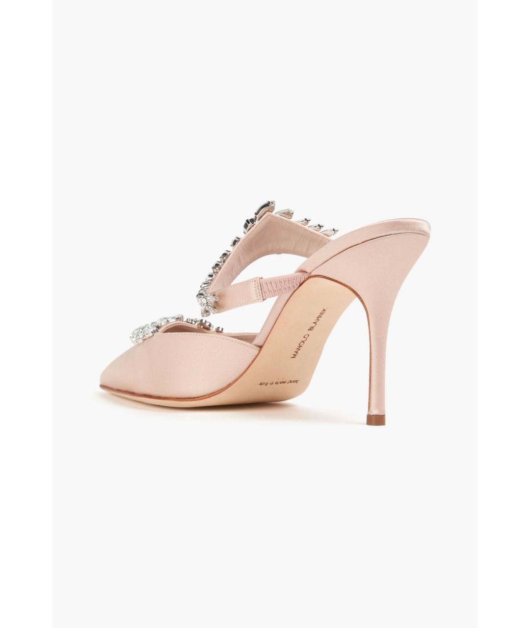 MANOLO BLAHNIK Розовые текстильные мюли, фото 3