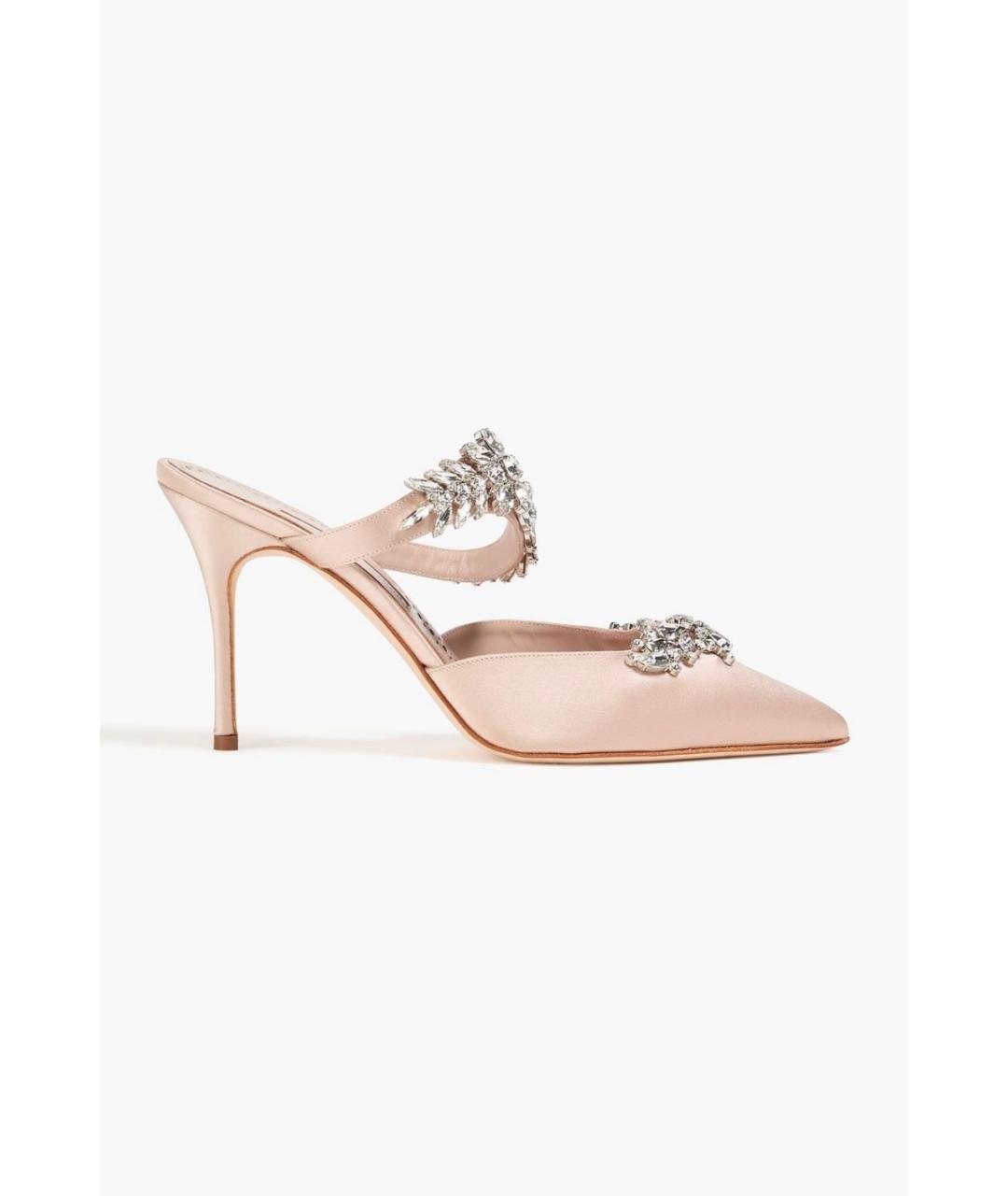 MANOLO BLAHNIK Розовые текстильные мюли, фото 5