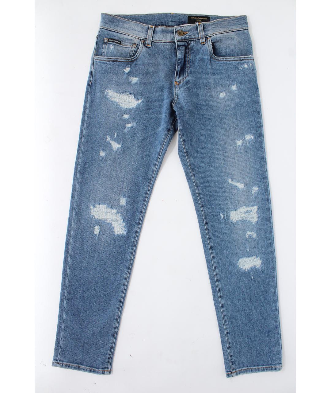 DOLCE&GABBANA Голубые хлопко-эластановые джинсы скинни, фото 10