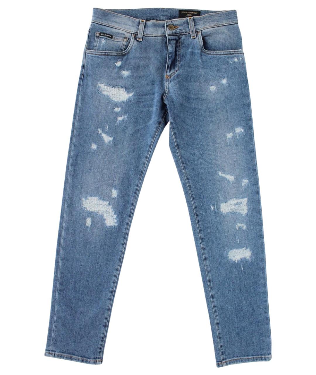 DOLCE&GABBANA Голубые хлопко-эластановые джинсы скинни, фото 1