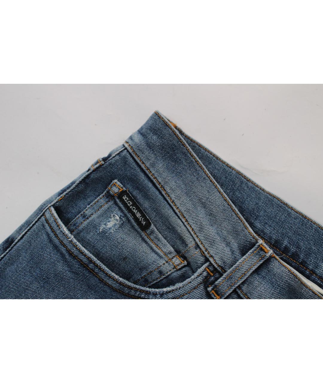 DOLCE&GABBANA Голубые хлопко-эластановые джинсы скинни, фото 4