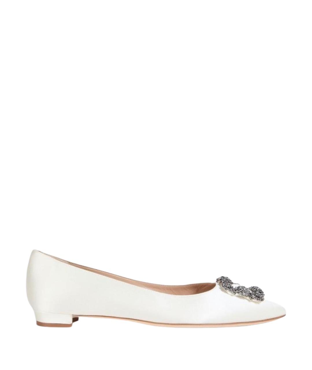 MANOLO BLAHNIK Белые текстильные балетки, фото 1