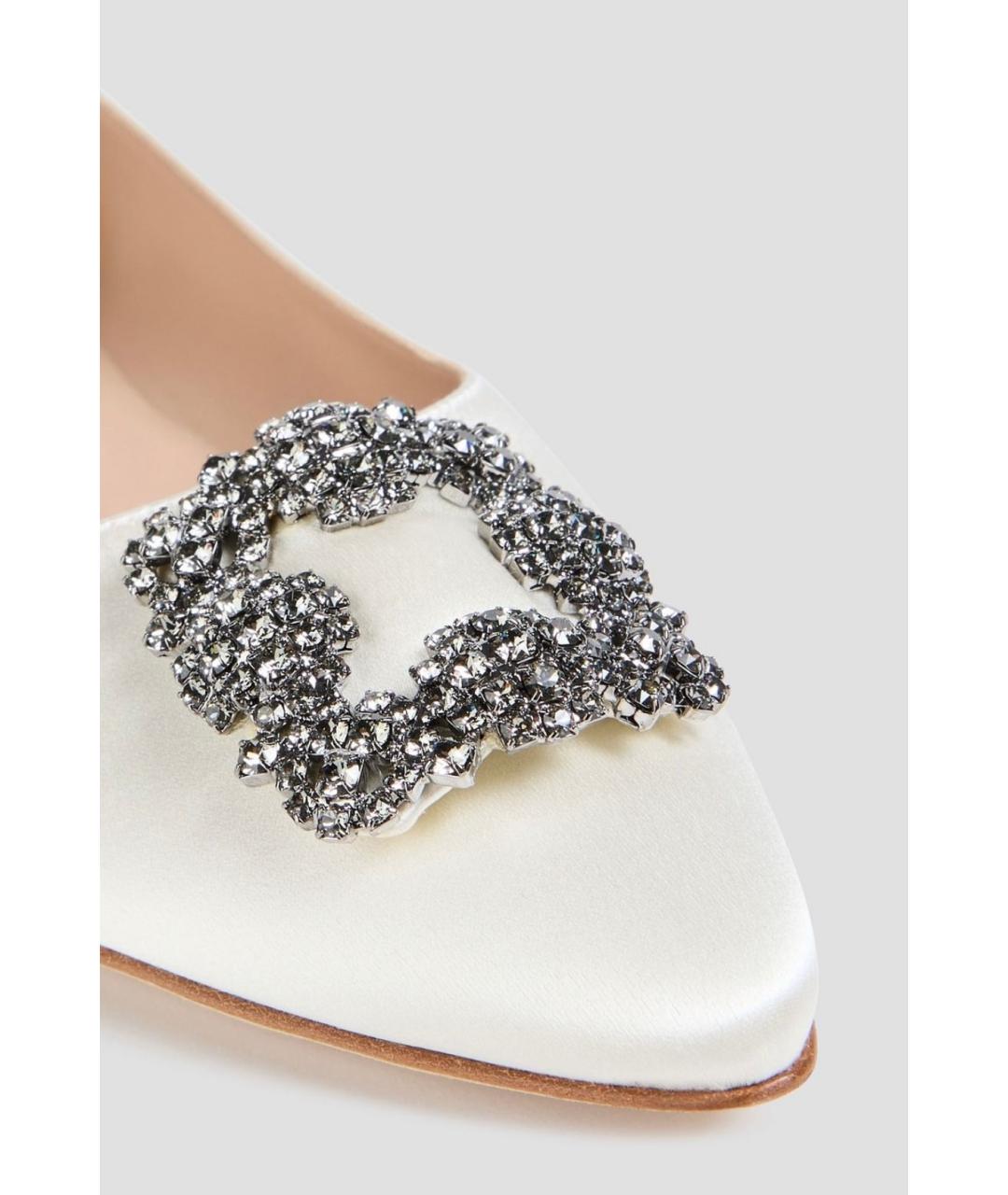 MANOLO BLAHNIK Белые текстильные балетки, фото 4