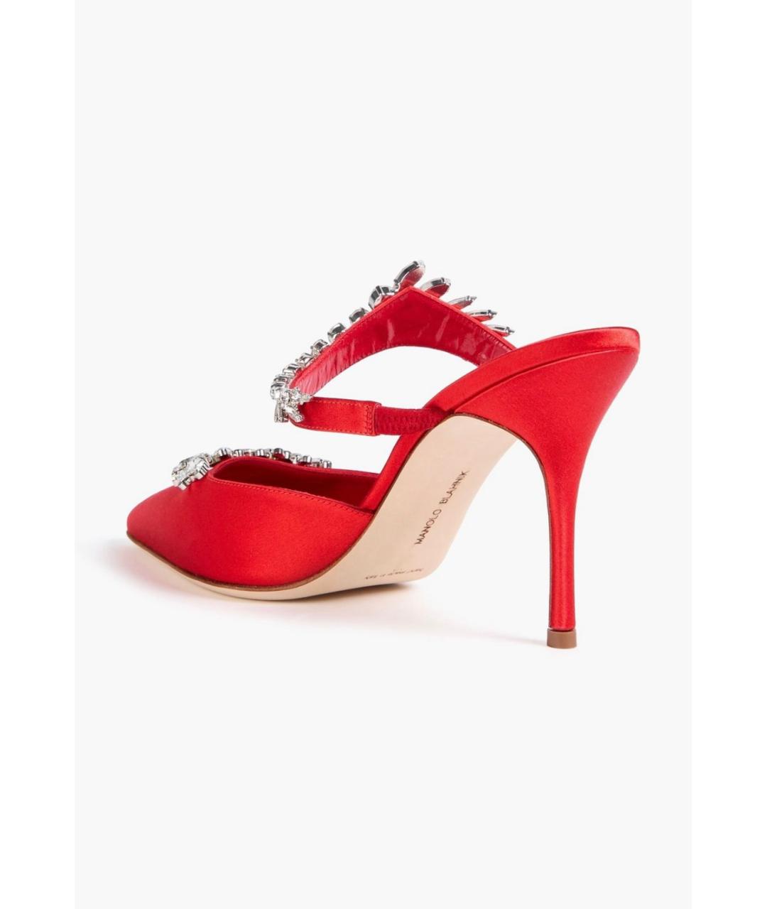 MANOLO BLAHNIK Красные текстильные мюли, фото 3