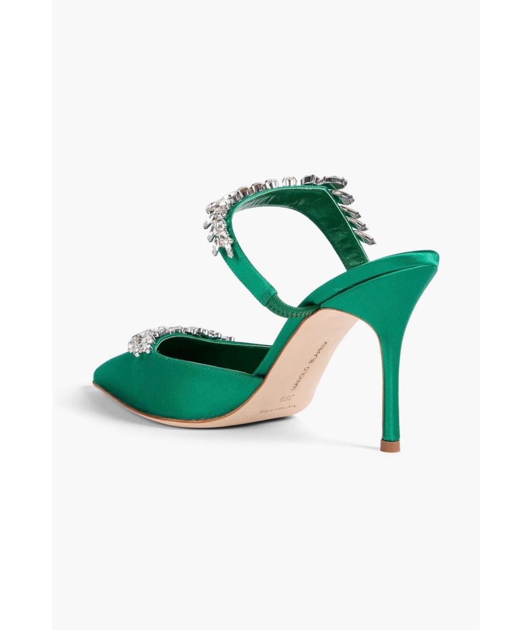 MANOLO BLAHNIK Зеленые текстильные мюли, фото 3