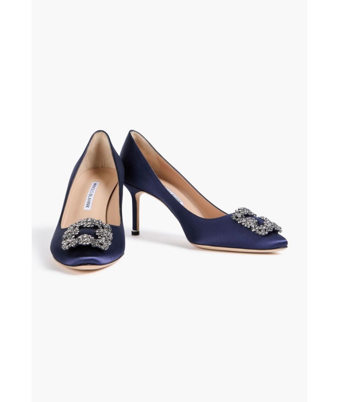 MANOLO BLAHNIK Темно-синие текстильные туфли, фото 2