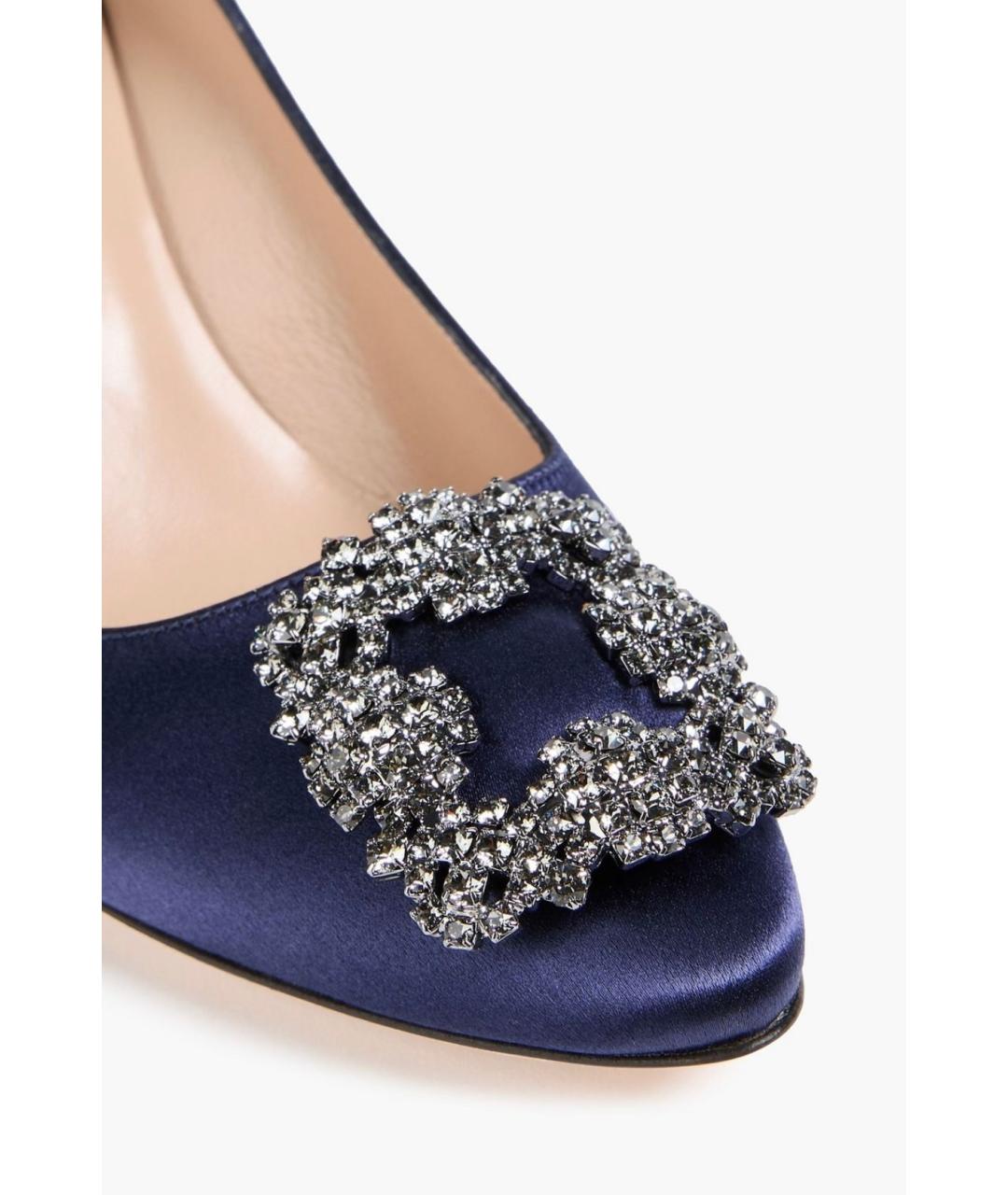 MANOLO BLAHNIK Темно-синие текстильные туфли, фото 4