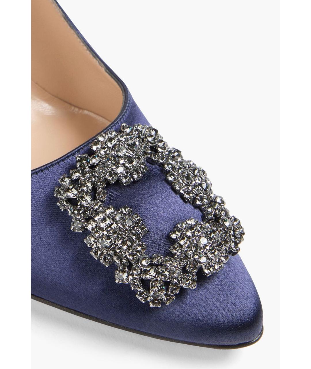 MANOLO BLAHNIK Темно-синие текстильные туфли, фото 4